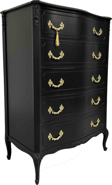 Mid Century French Style Highboy, Black