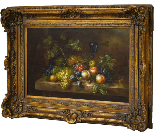 Vintage Still Life Fruit Oil Painting 3D Effect Artist sold Signed ML Romero