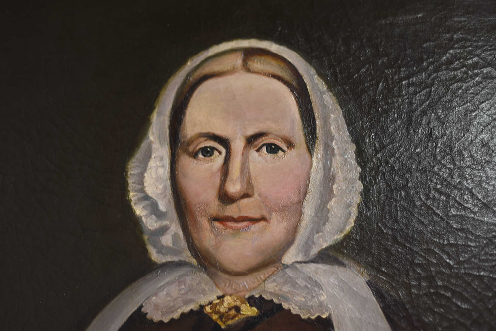 1857 Portrait of a Lady Original Oil on Canvas American Attributed to Moses. B. Russell Pinxt New York