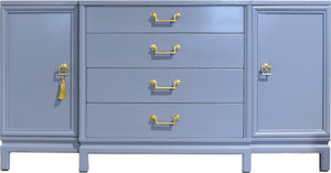 1950s Mahogany Sideboard by Landstrom Furniture in Blue -  Newly Painted