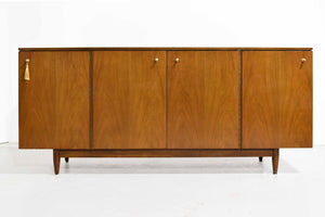 1950s Mid Century Modern Walnut 4 Door Sideboard by John Stuart Inc.