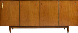 1950s Mid Century Modern Walnut 4 Door Sideboard by John Stuart Inc.