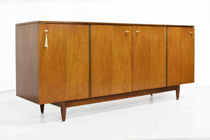 1950s Mid Century Modern Walnut 4 Door Sideboard by John Stuart Inc.
