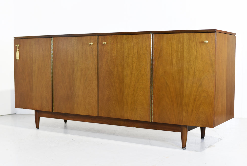 1950s Mid Century Modern Walnut 4 Door Sideboard by John Stuart Inc.