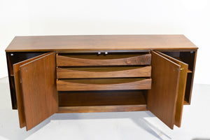 1950s Mid Century Modern Walnut 4 Door Sideboard by John Stuart Inc.