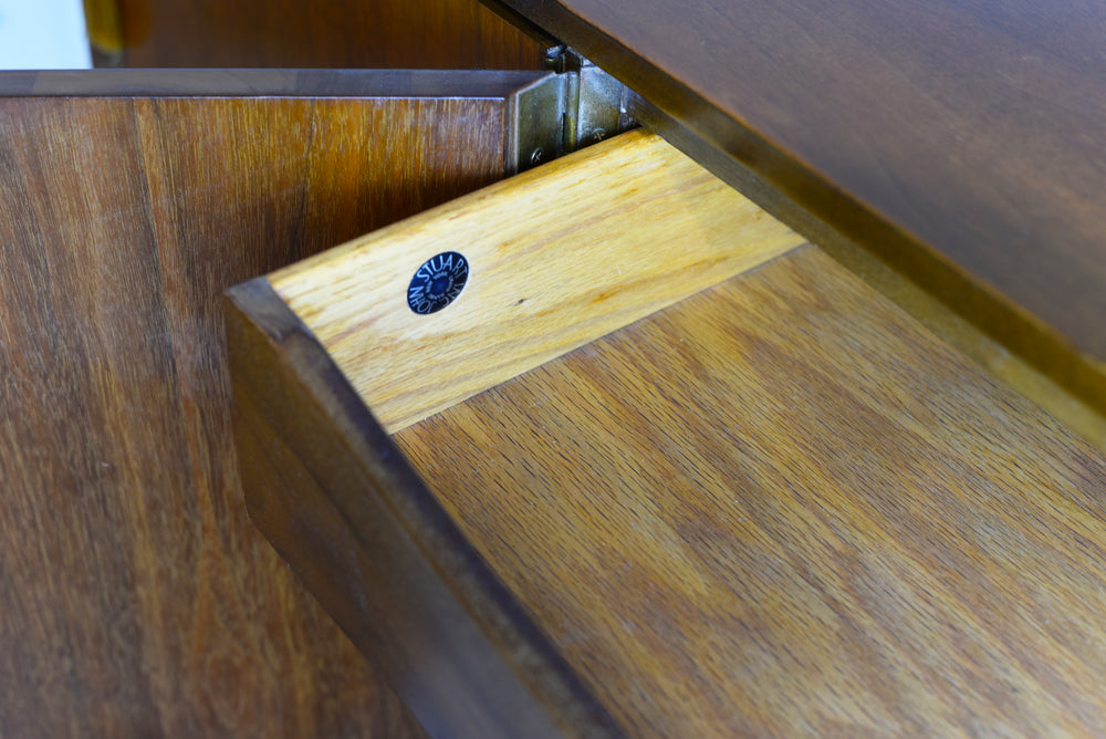 1950s Mid Century Modern Walnut 4 Door Sideboard by John Stuart Inc.