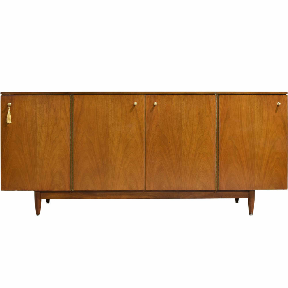 1950s Mid Century Modern Walnut 4 Door Sideboard by John Stuart Inc.