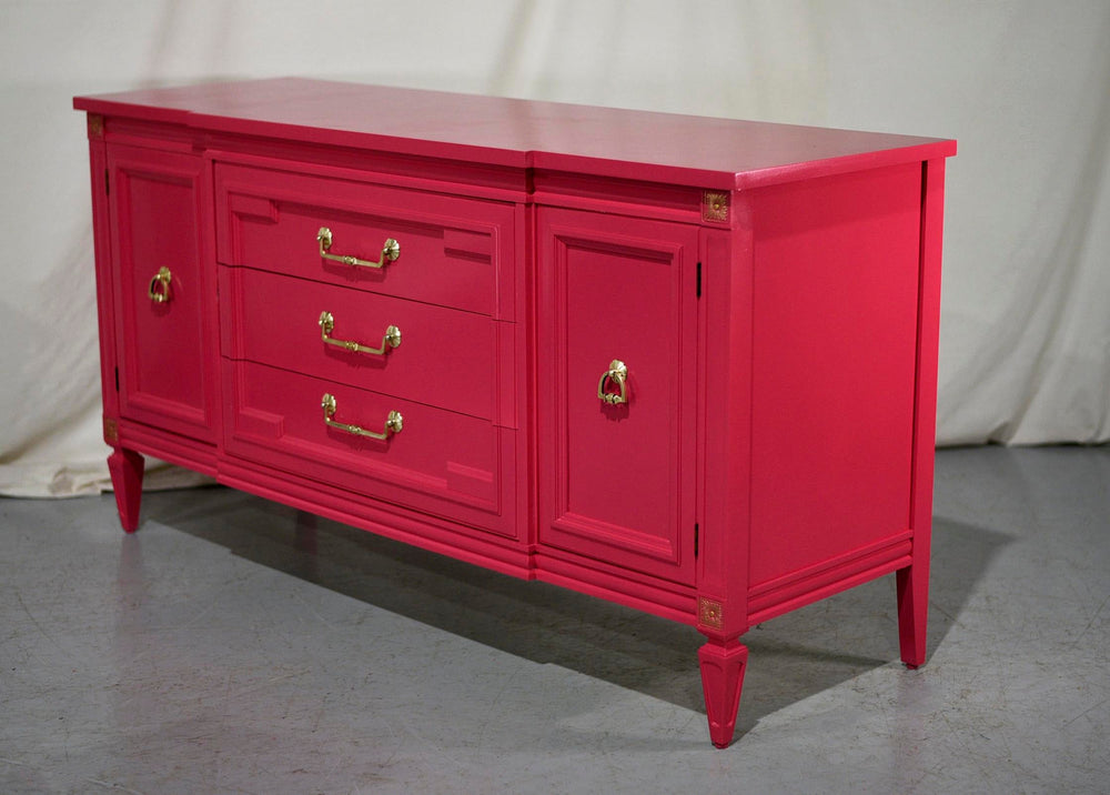 1960s Mid Century Thomasville Credenza Dresser inPink- Newly Painted