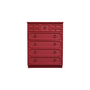 1960s Drexel Omega Kensington Collection Faux Bamboo and Cane Highboy Dresser