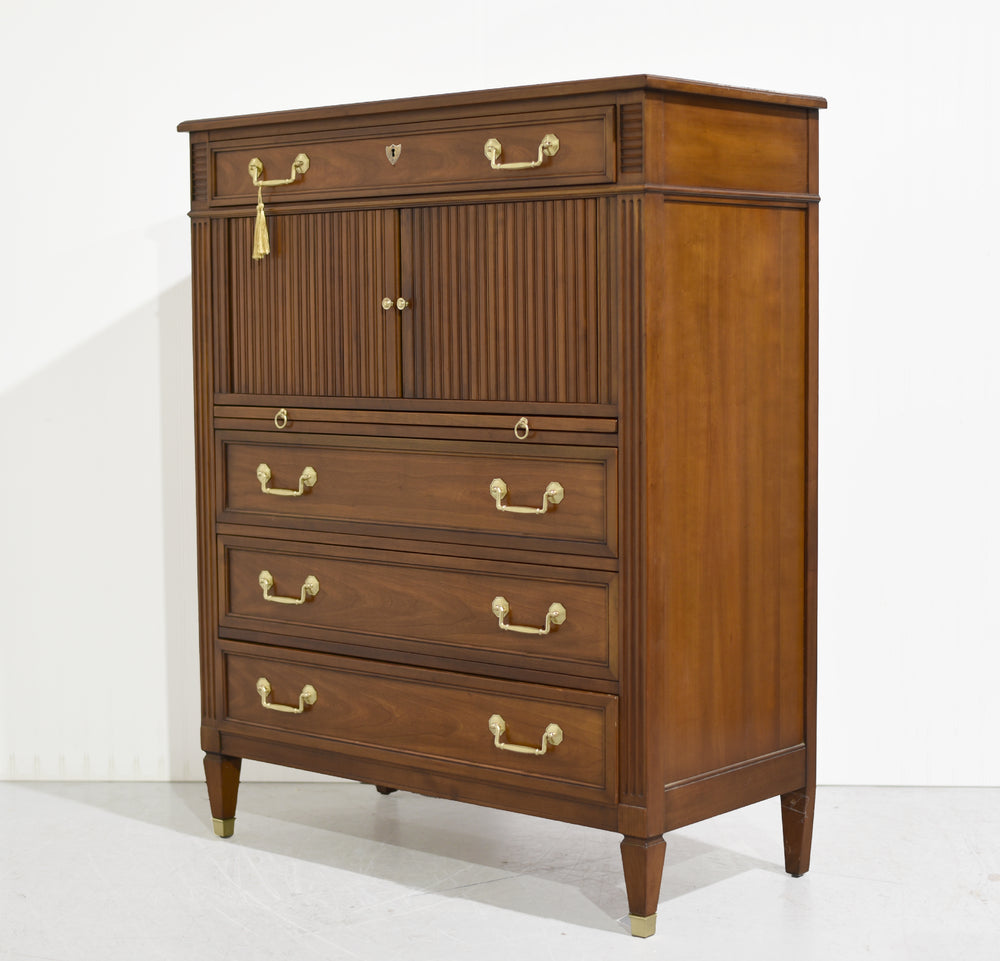 Mid Century Provincial Louis XVI Collection Tambour Door Chest by Kindel of Grand Rapids