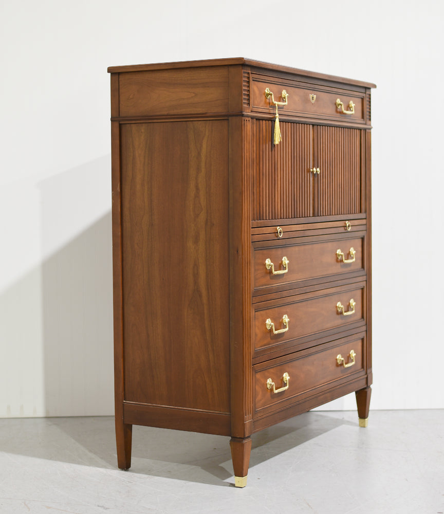 Mid Century Provincial Louis XVI Collection Tambour Door Chest by Kindel of Grand Rapids