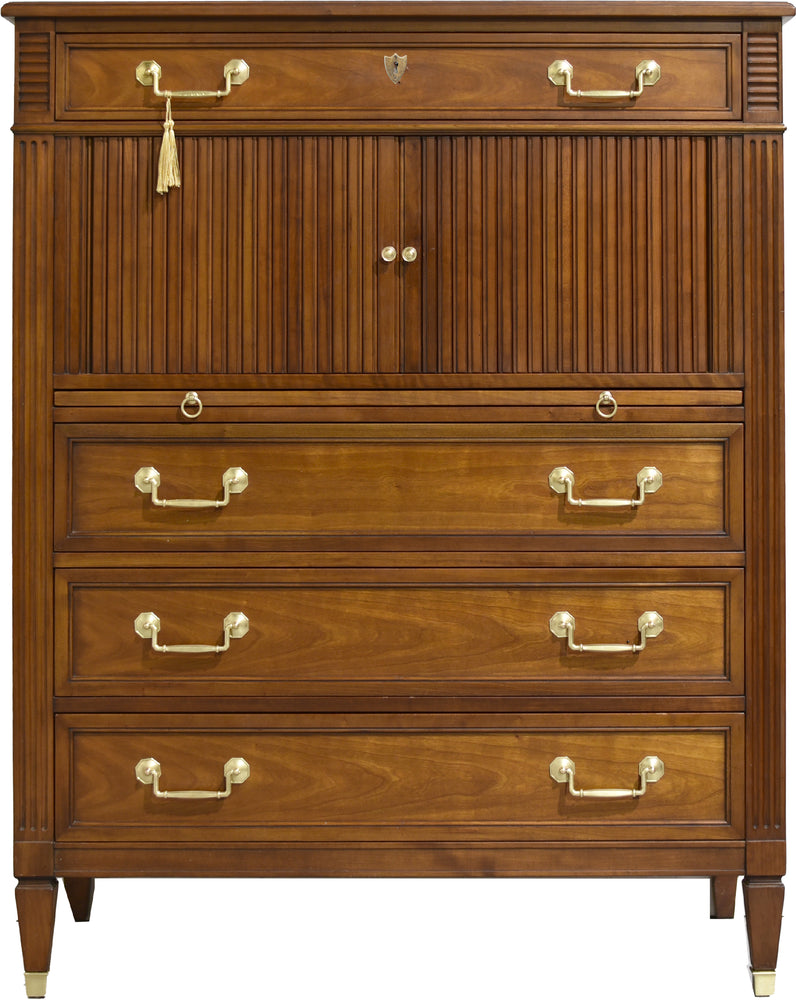 Mid Century Provincial Louis XVI Collection Tambour Door Chest by Kindel of Grand Rapids