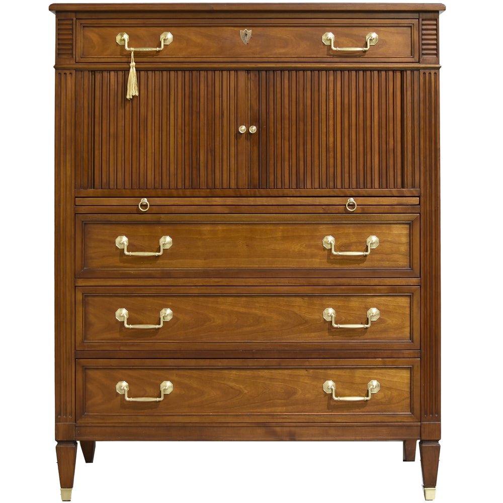 Mid Century Provincial Louis XVI Collection Tambour Door Chest by Kindel of Grand Rapids