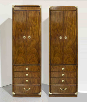 1970s Campaign Chifferobe Accolade Collection by Drexel Furniture - A Pair