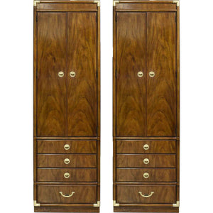 1970s Campaign Chifferobe Accolade Collection by Drexel Furniture - A Pair