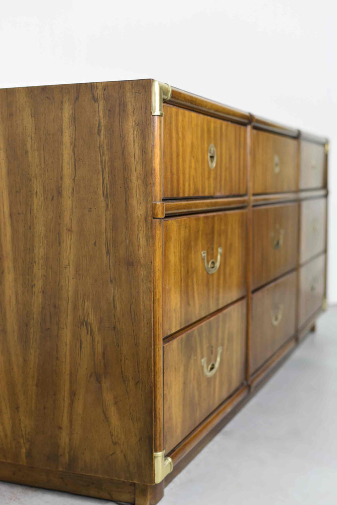 1970s Campaign 9 Drawer Dresser Accolade Collection by Drexel Furniture