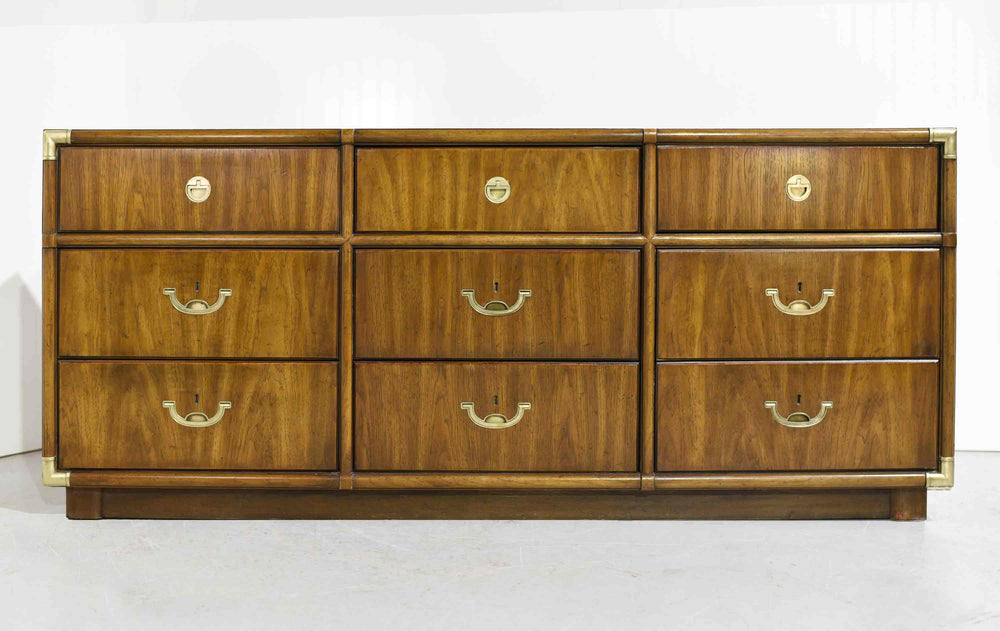 1970s Campaign 9 Drawer Dresser Accolade Collection by Drexel Furniture