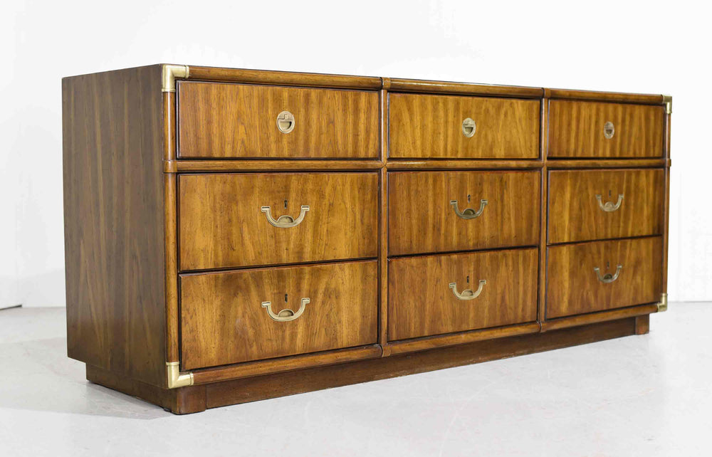 1970s Campaign 9 Drawer Dresser Accolade Collection by Drexel Furniture