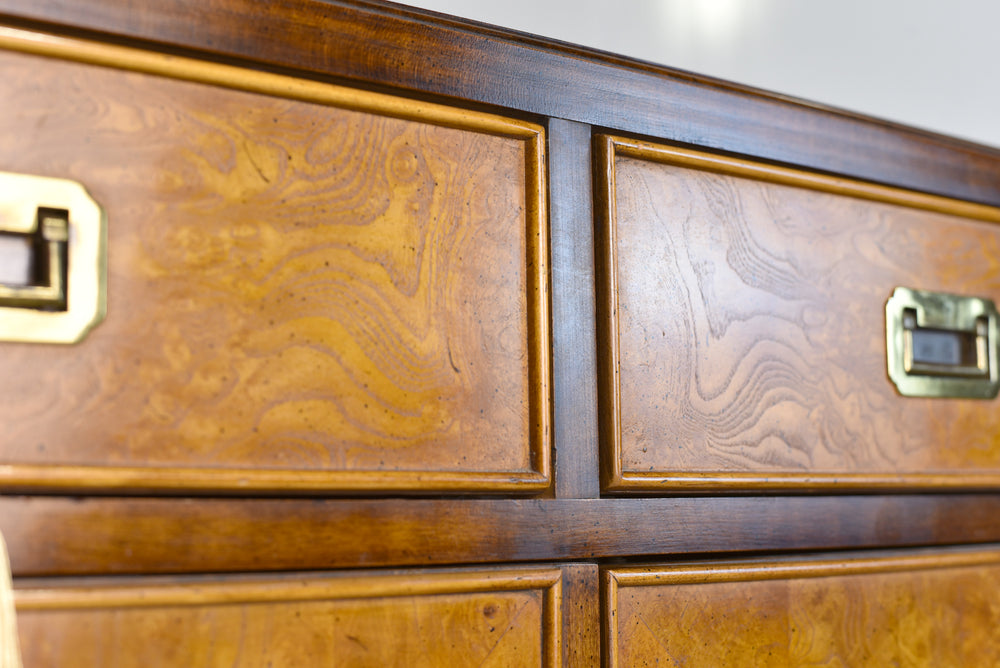1970s Campaign Burlwood Sideboard by Century Furniture