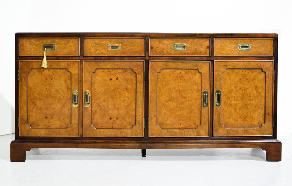 1970s Campaign Burlwood Sideboard by Century Furniture