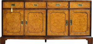 1970s Campaign Burlwood Sideboard by Century Furniture
