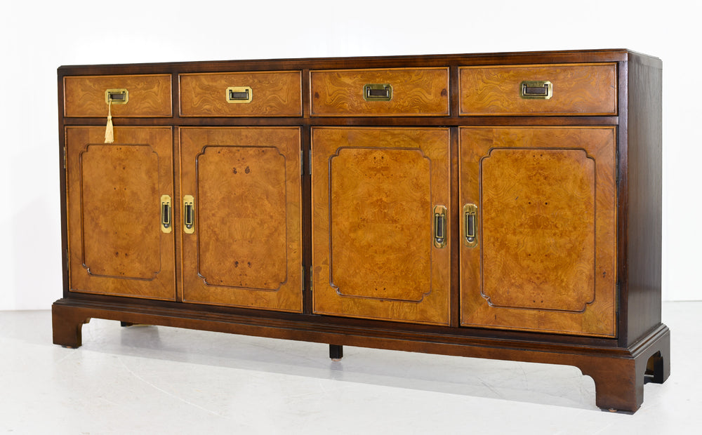 1970s Campaign Burlwood Sideboard by Century Furniture