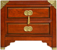 1970s Campaign Chinoiserie Nightstand by Huntley for Thomasville, Double-Ring Hardware