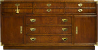 1970s Campaign Style 6 Drawer Sideboard by Lexington Furniture