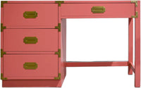 1970s Campaign Desk by Bernhardt in Pink - Newly Painted