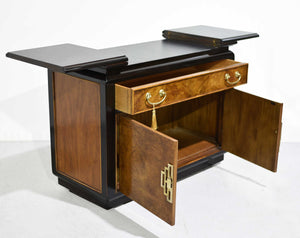 1970s Chin Hua Burled Wood Rolling Bar Server by Century Furniture Ray Sobota