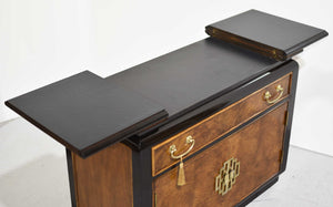 1970s Chin Hua Burled Wood Rolling Bar Server by Century Furniture Ray Sobota