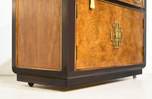 1970s Chin Hua Burled Wood Rolling Bar Server by Century Furniture Ray Sobota