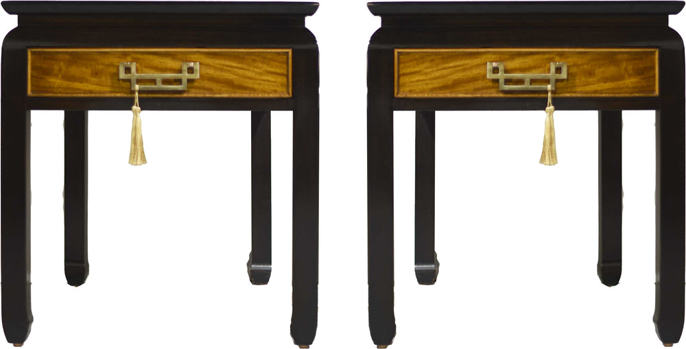 1970s Chin Hua Burlwood Nightstands by Century Furniture Raymond Sabota