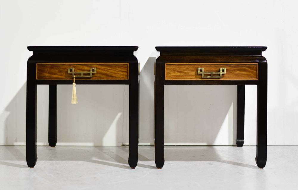 1970s Chin Hua Burlwood Nightstands by Century Furniture Raymond Sabota