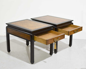1970s Chin Hua Burlwood Nightstands by Century Furniture Raymond Sabota