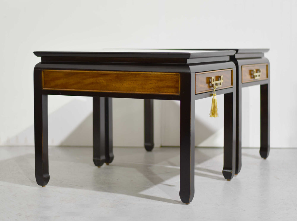 1970s Chin Hua Burlwood Nightstands by Century Furniture Raymond Sabota