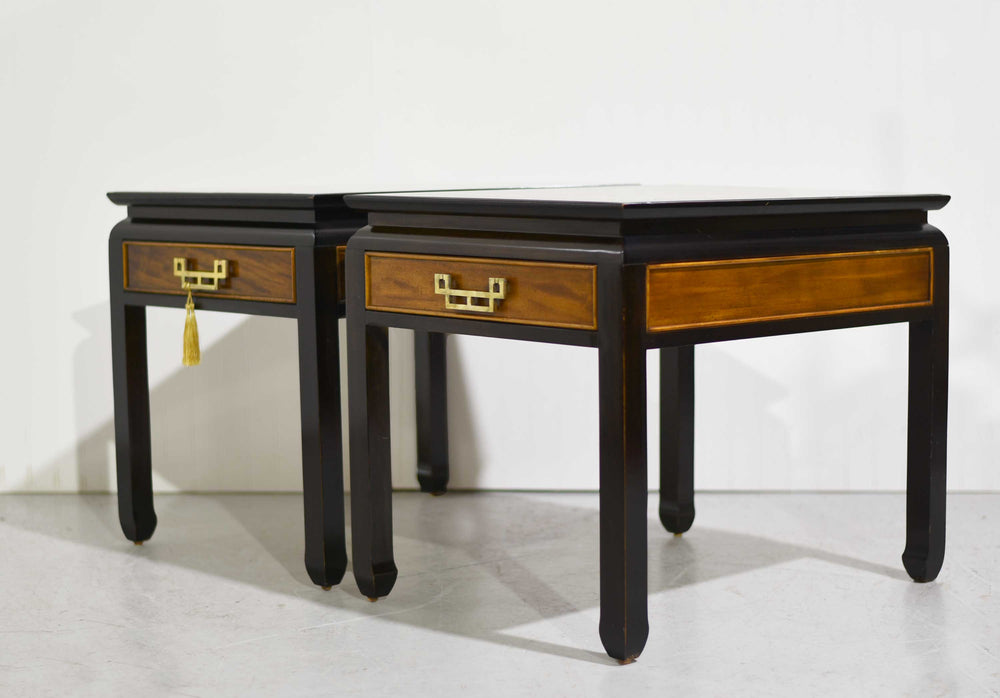1970s Chin Hua Burlwood Nightstands by Century Furniture Raymond Sabota