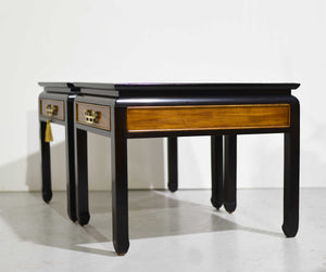 1970s Chin Hua Burlwood Nightstands by Century Furniture Raymond Sabota