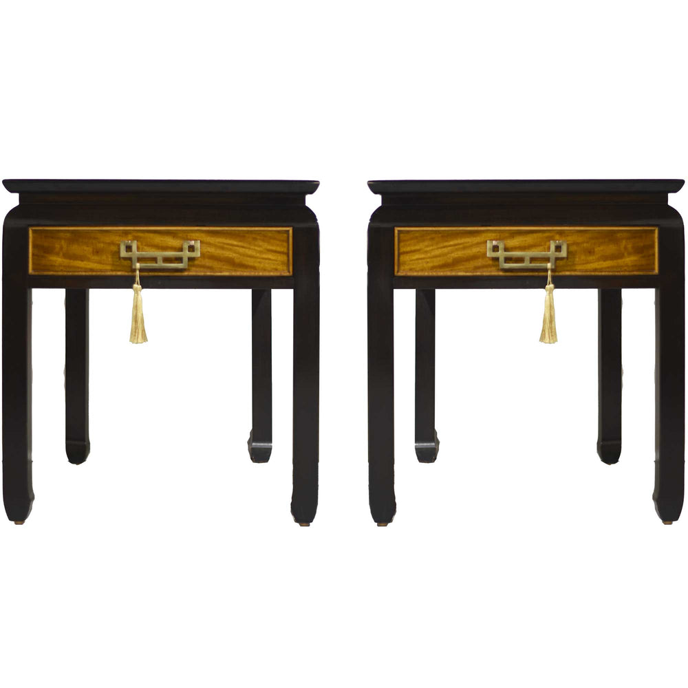 1970s Chin Hua Burlwood Nightstands by Century Furniture Raymond Sabota