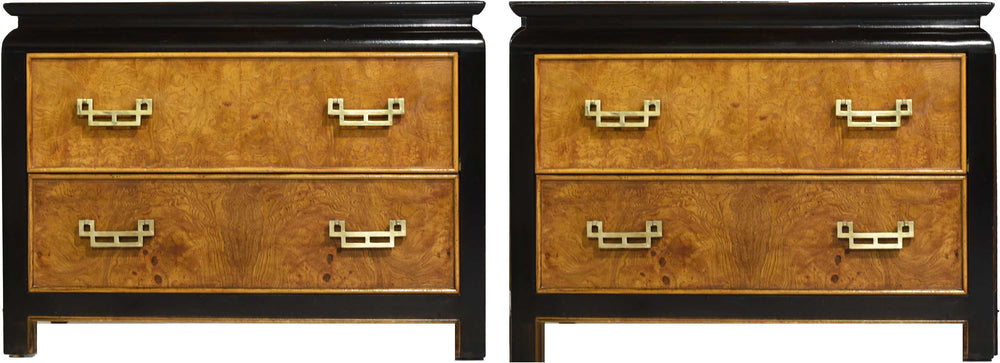 1970s Chin Hua Collection Burlwood Chests by Raymond Sabota Century Furniture - A Pair