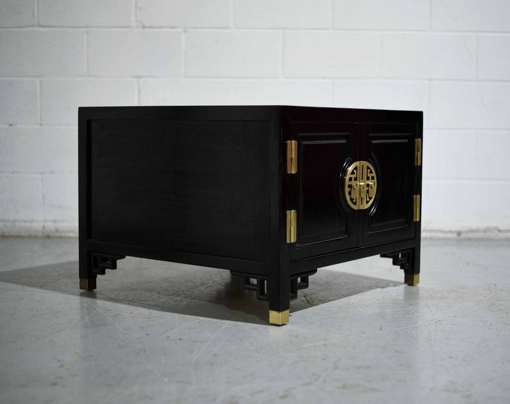 1970s Chinoiserie Accent Side Tables  with Brass Hardware - A Pair