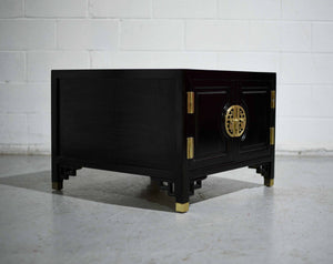 1970s Chinoiserie Accent Side Tables  with Brass Hardware - A Pair