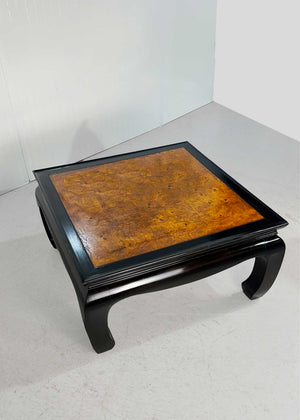 1970s Chinoiserie Burled Wood Coffee Table by Century Furniture Ray Sabota