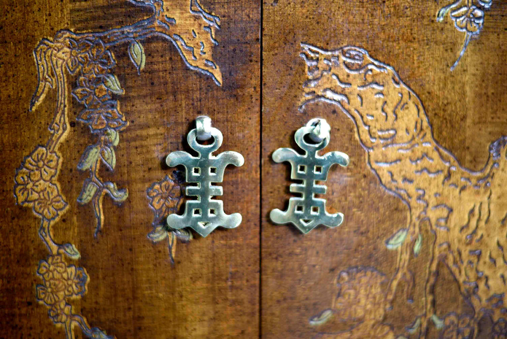 1970s Chinoiserie Carved Relief Two Door Chests - A Pair