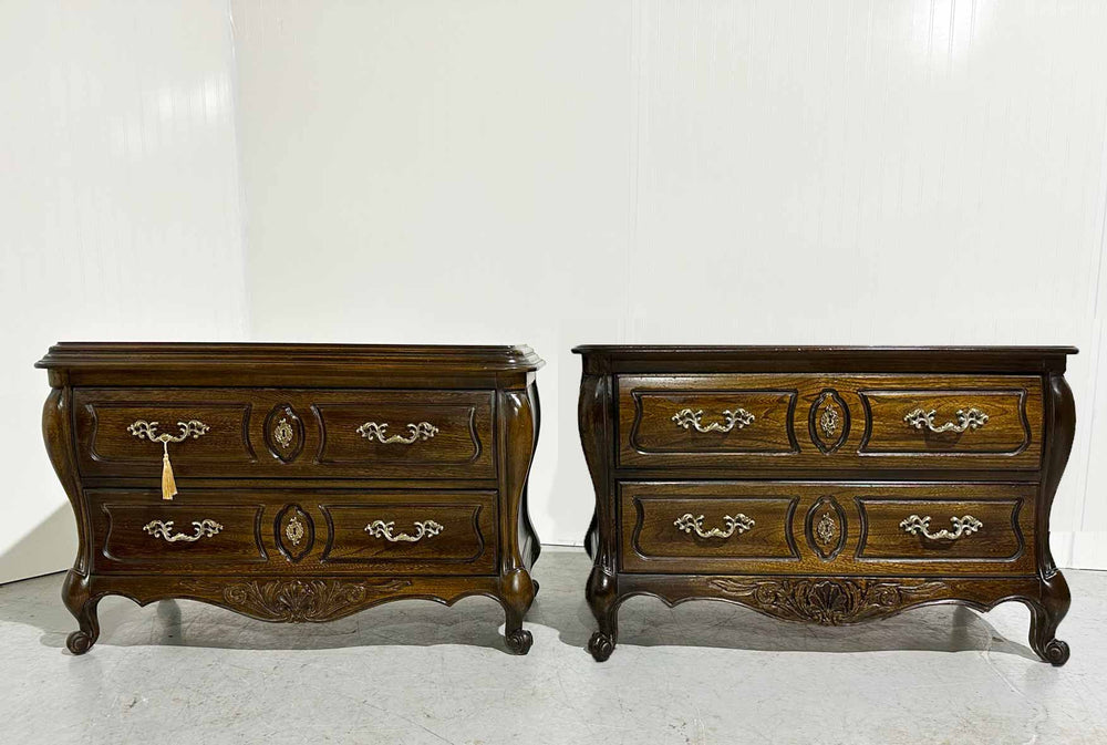 1970s French Bombe Chests by Hickory Furniture - A Pair