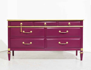 1970s Hollywood Regency Dresser Impresa Collection by Kent Coffey Gold Accents- Newly Painted