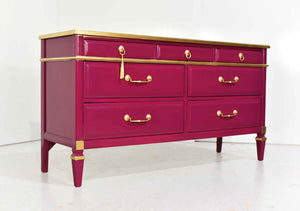 1970s Hollywood Regency Dresser Impresa Collection by Kent Coffey Gold Accents- Newly Painted