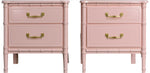 1970s Hollywood Regency Faux Bamboo Nightstands in Pink  - Newly Painted
