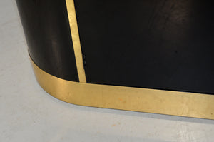 1970s Hollywood Regency Mastercraft Gloss Black Lacquer and Brass Sideboard