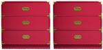 Products 1970s Campaign 3-Drawer Chests in Pink by Bernhardt A Pair - Newly Painted